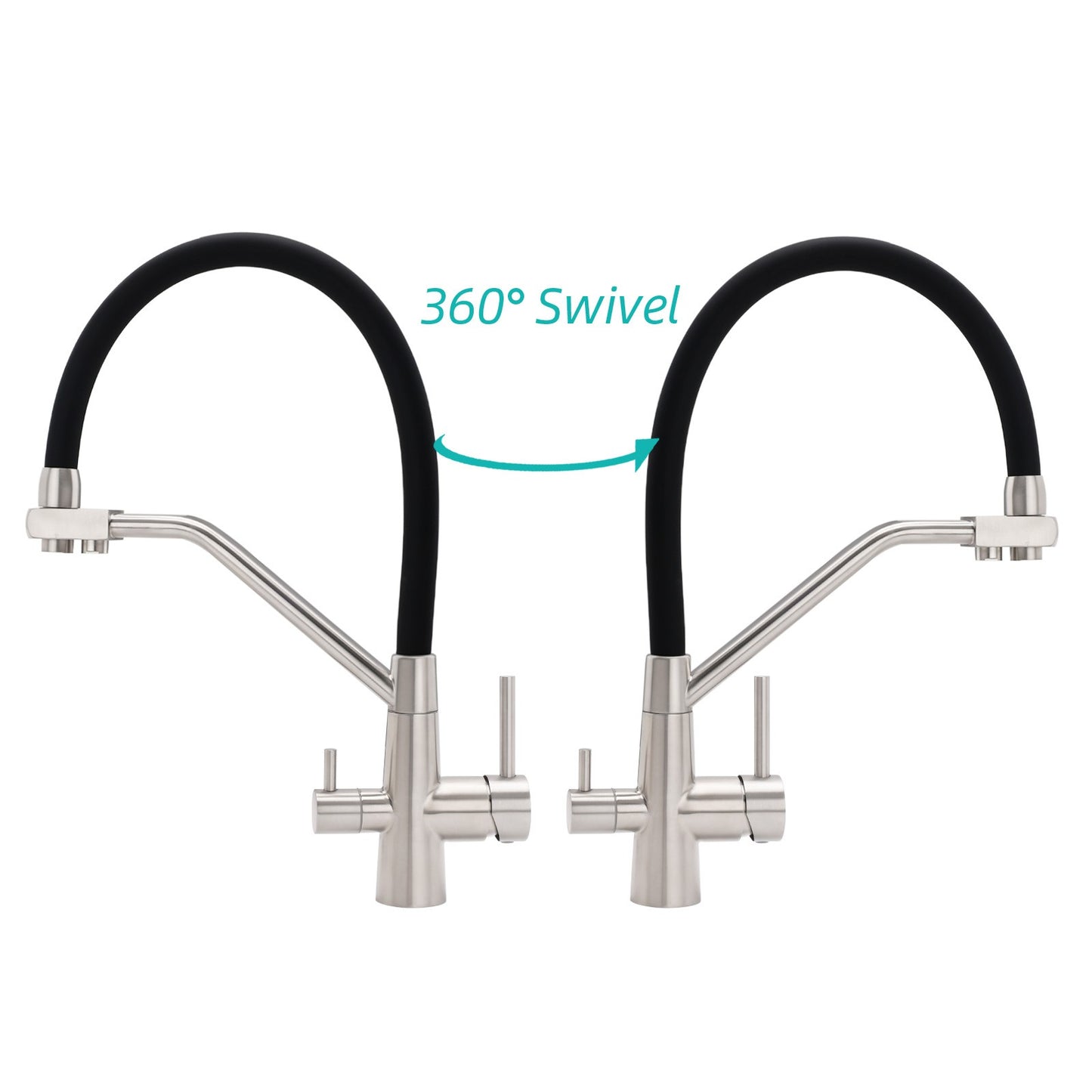 Brushed Nickel 3 Way Pull Down Kitchen Mixer Pure Drinking Water Sink Tap Spout V1233-KRD526BS