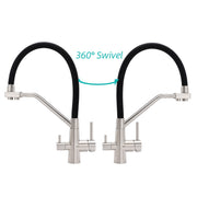 Brushed Nickel 3 Way Pull Down Kitchen Mixer Pure Drinking Water Sink Tap Spout V1233-KRD526BS