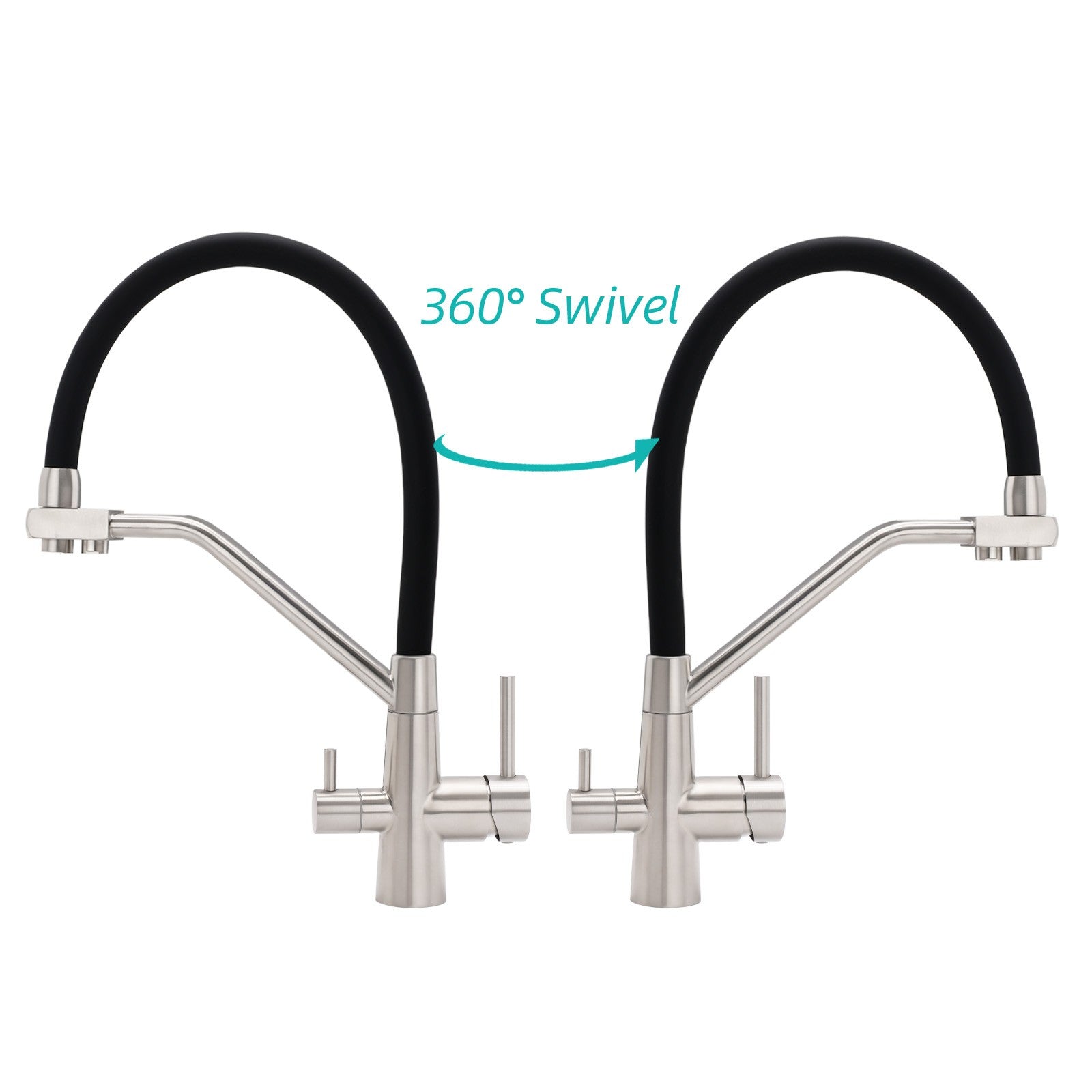 Brushed Nickel 3 Way Pull Down Kitchen Mixer Pure Drinking Water Sink Tap Spout V1233-KRD526BS