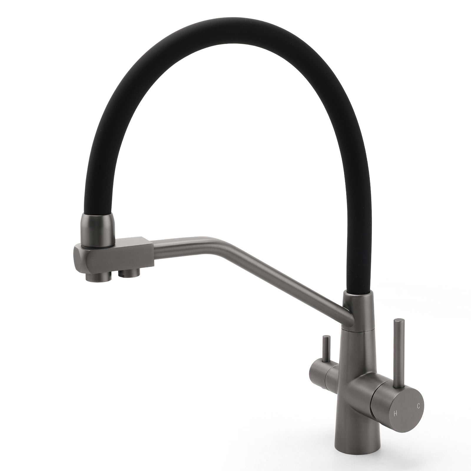 NEW Gun Metal Grey 3-Way Drink Pure Water Kitchen Mixer Pull Out Spout Sink Tap V1233-KRD526GM