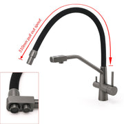 NEW Gun Metal Grey 3-Way Drink Pure Water Kitchen Mixer Pull Out Spout Sink Tap V1233-KRD526GM