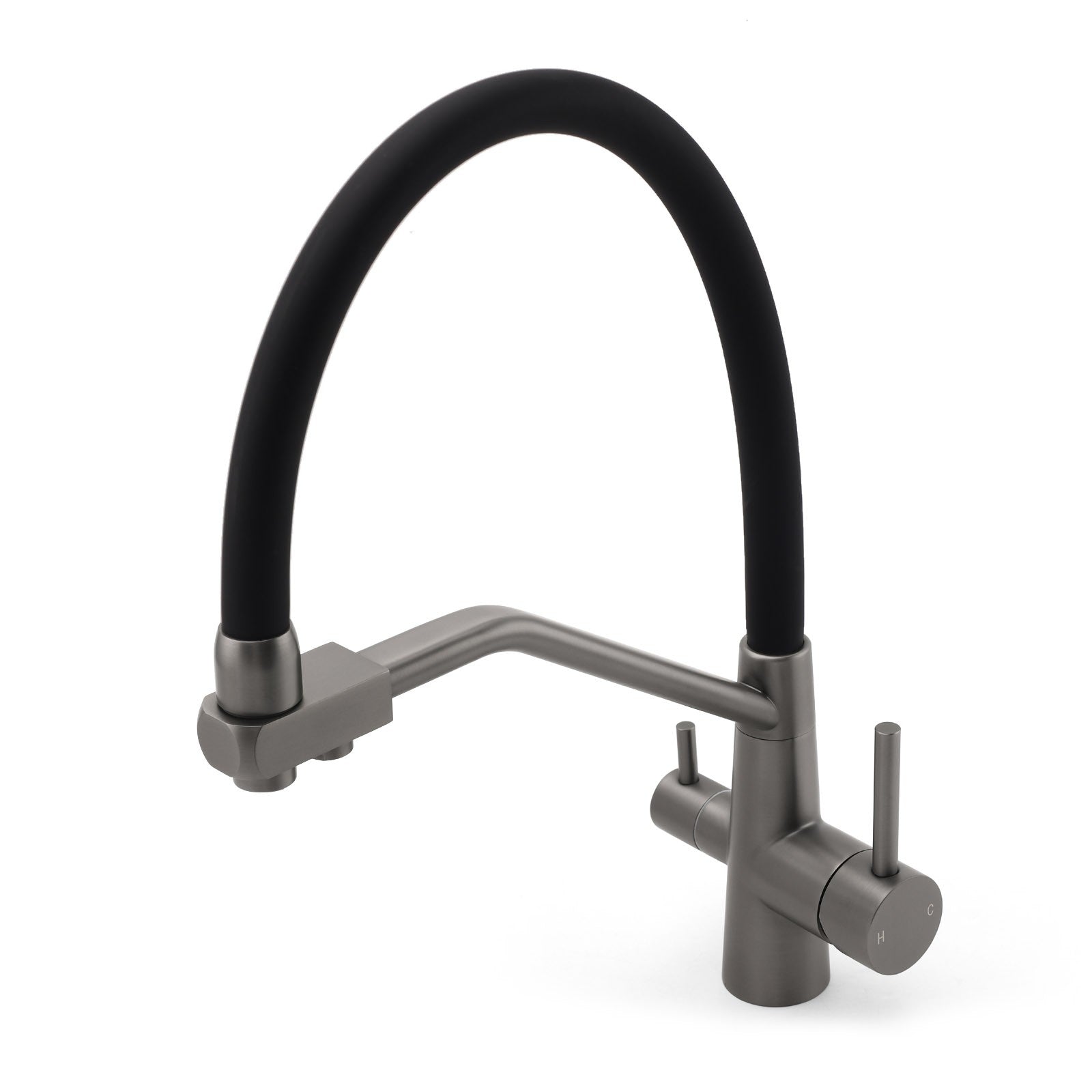 NEW Gun Metal Grey 3-Way Drink Pure Water Kitchen Mixer Pull Out Spout Sink Tap V1233-KRD526GM