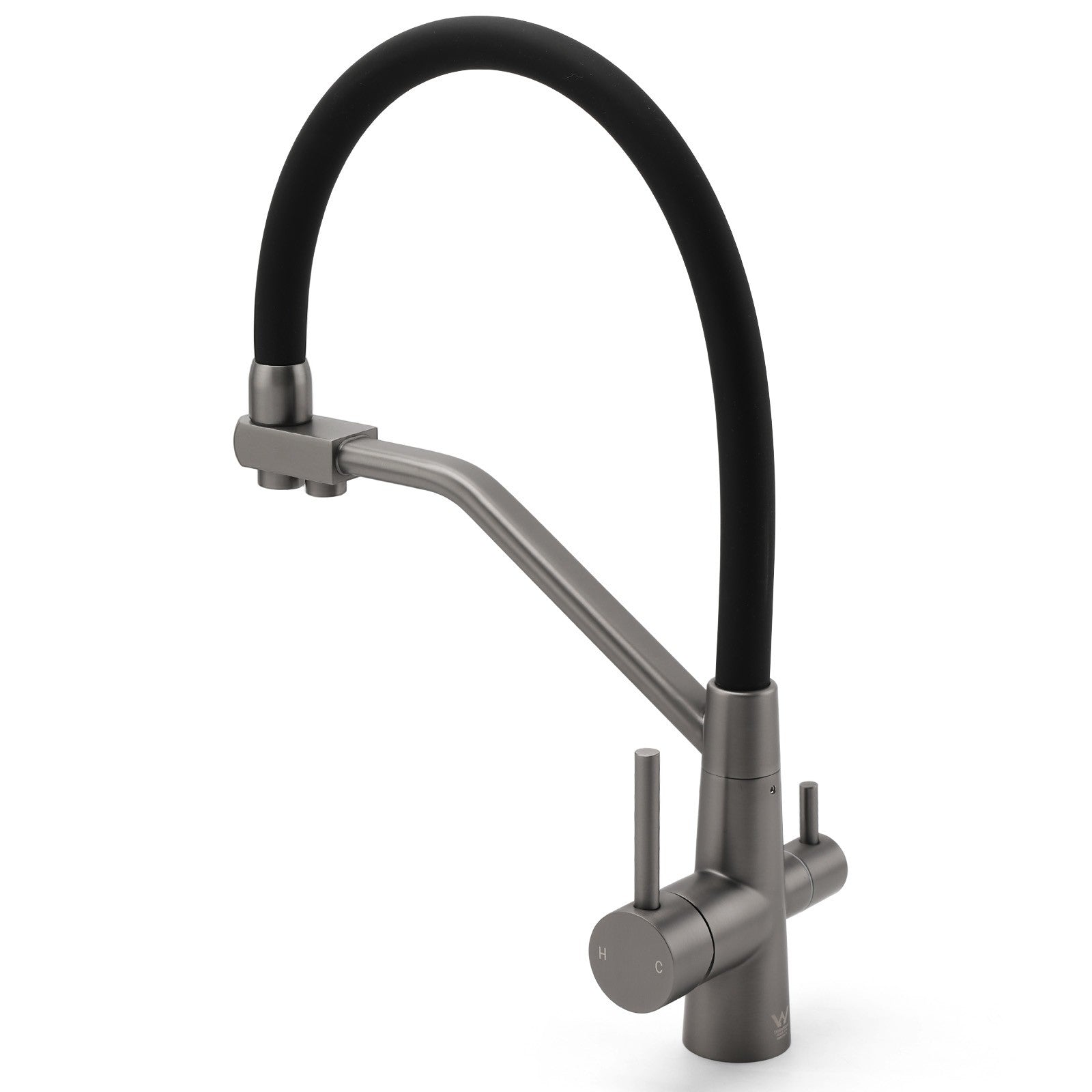 NEW Gun Metal Grey 3-Way Drink Pure Water Kitchen Mixer Pull Out Spout Sink Tap V1233-KRD526GM