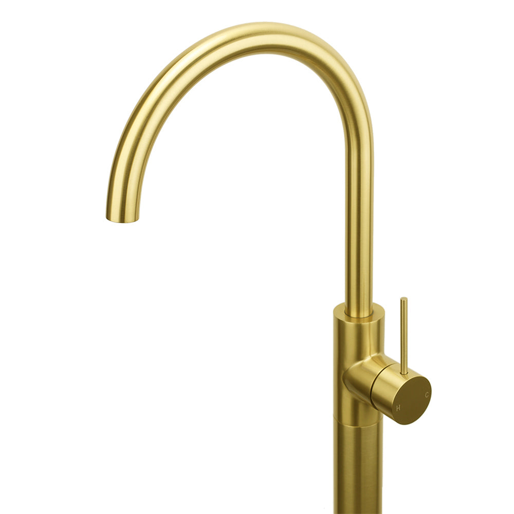 Brushed Gold Bath Tub Mixer Tap Free Standing Faucet Filler Spout Hot Cold Water V1233-KRD601BG