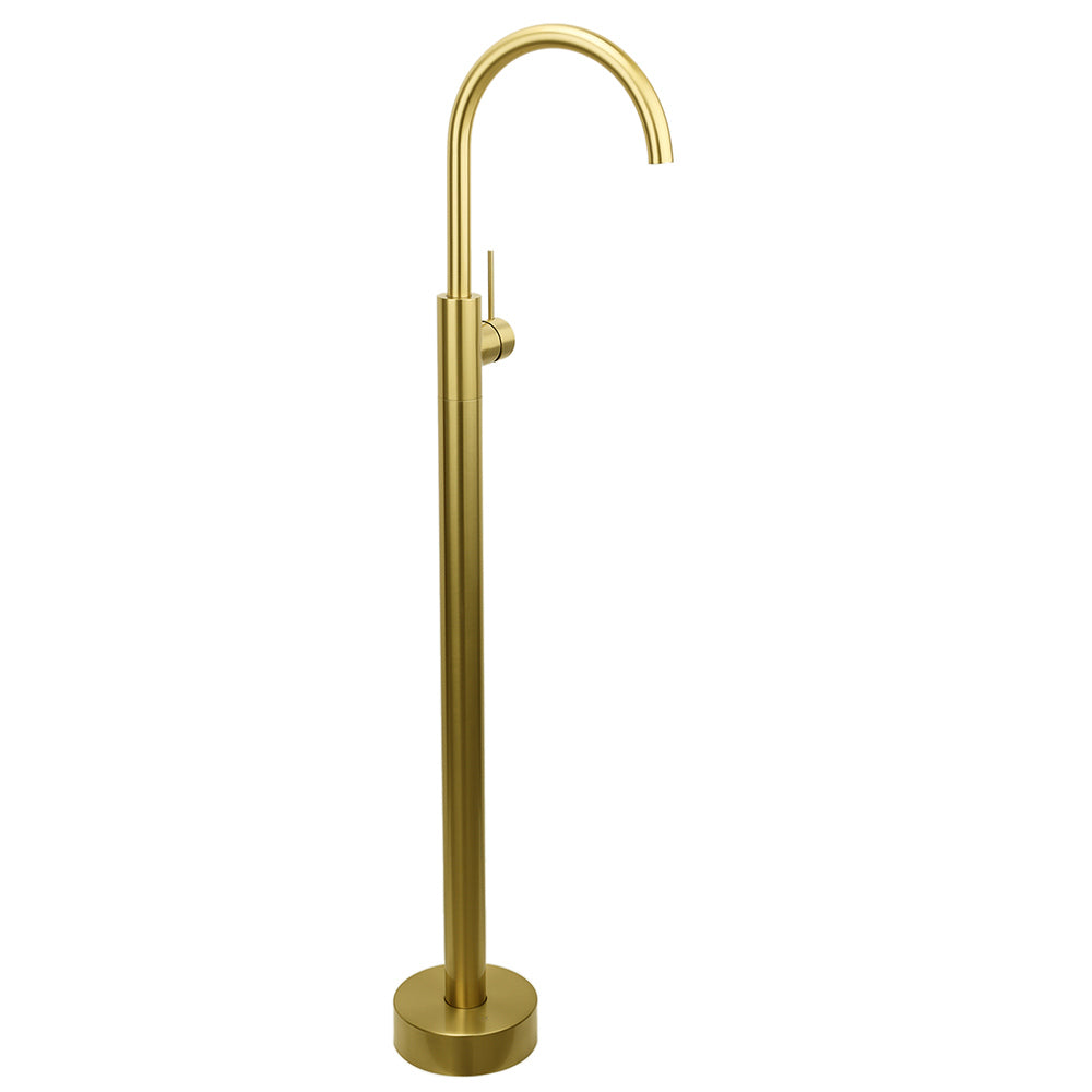 Brushed Gold Bath Tub Mixer Tap Free Standing Faucet Filler Spout Hot Cold Water V1233-KRD601BG
