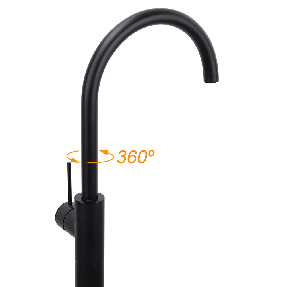 Matt Black Indoor Bathtub Filler Free Standing Mixer Faucet Tap Spout Watermark V1233-KRD601BL