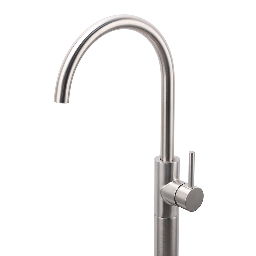 Brushed Nickel Stainless Steel Bathtub Tap Free Standing Faucet Filler Spout Set V1233-KRD601BS