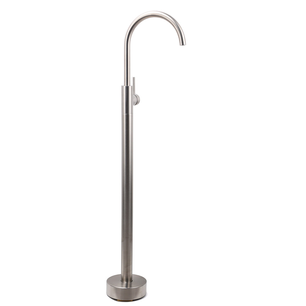 Brushed Nickel Stainless Steel Bathtub Tap Free Standing Faucet Filler Spout Set V1233-KRD601BS