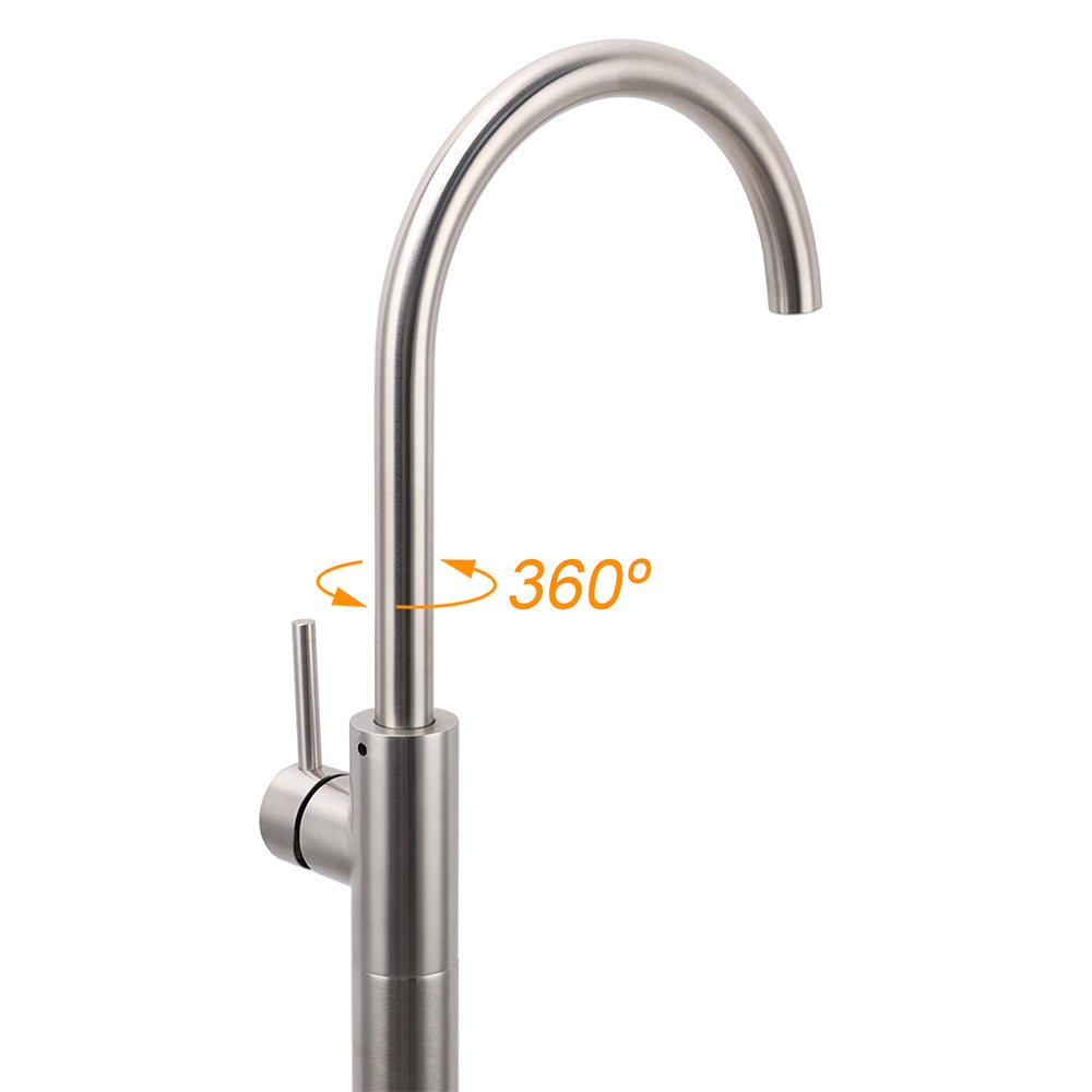 Brushed Nickel Stainless Steel Bathtub Tap Free Standing Faucet Filler Spout Set V1233-KRD601BS