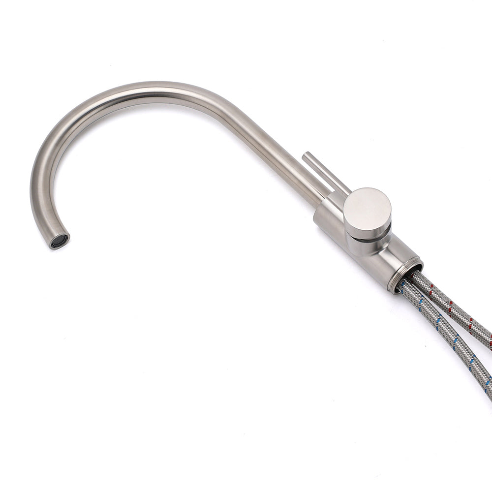 Brushed Nickel Stainless Steel Bathtub Tap Free Standing Faucet Filler Spout Set V1233-KRD601BS