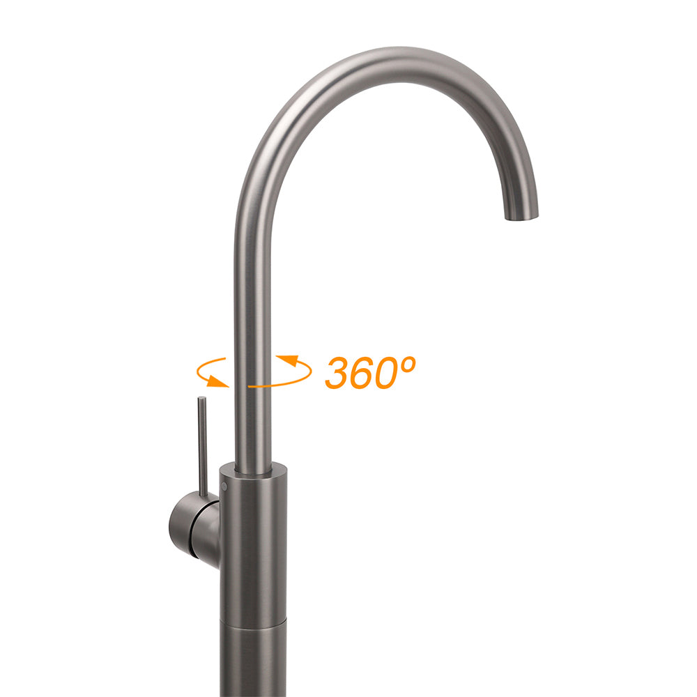 Gun Metal Bathroom Free Standing Hot Cold Water Mixer Tap Bath Tub Filler Spout V1233-KRD601GM