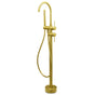 WELS Brushed Gold Bath Tub Mixer Tap Free Standing Faucet Spout Handheld Shower V1233-KRD602BG