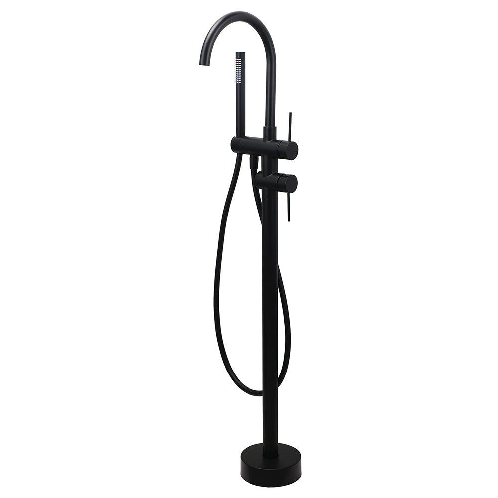 WELS Matt Black Bathtub Filler Free Standing Mixer Faucet Tap Spout HandHeld Set V1233-KRD602BL