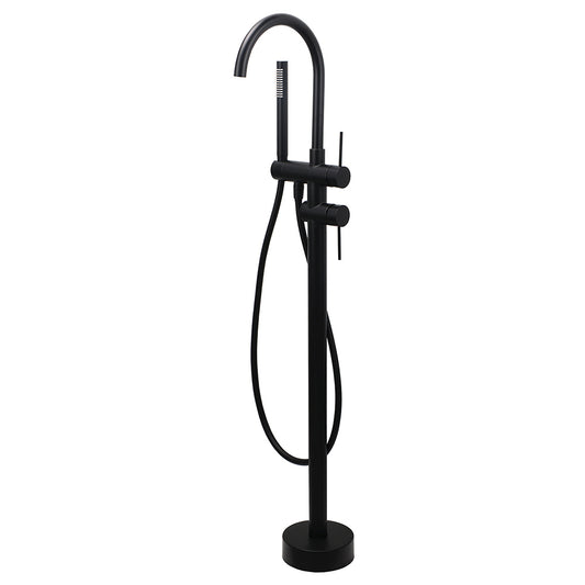 WELS Matt Black Bathtub Filler Free Standing Mixer Faucet Tap Spout HandHeld Set V1233-KRD602BL