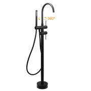 WELS Matt Black Bathtub Filler Free Standing Mixer Faucet Tap Spout HandHeld Set V1233-KRD602BL