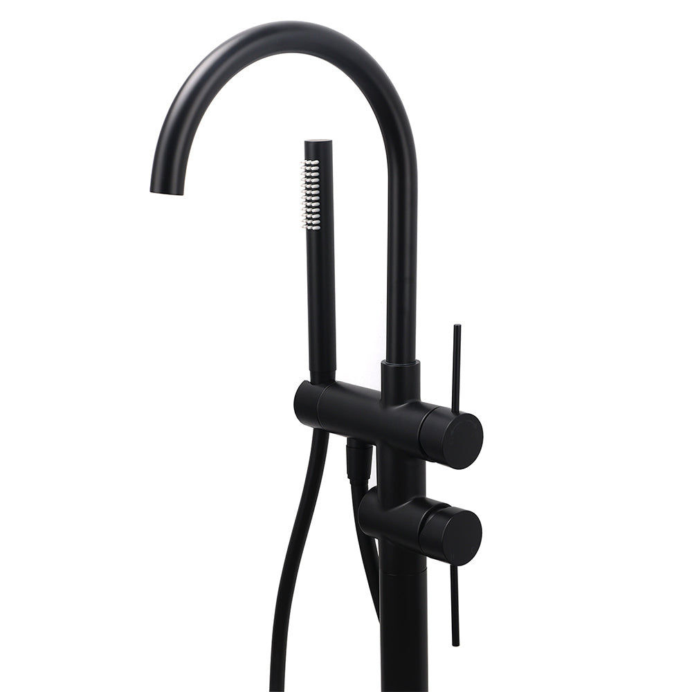 WELS Matt Black Bathtub Filler Free Standing Mixer Faucet Tap Spout HandHeld Set V1233-KRD602BL