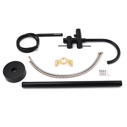 WELS Matt Black Bathtub Filler Free Standing Mixer Faucet Tap Spout HandHeld Set V1233-KRD602BL