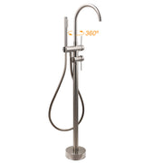 WELS Brushed Nickel Stainless Steel Free Standing Mixer Faucet Tap Spout Handset V1233-KRD602BS