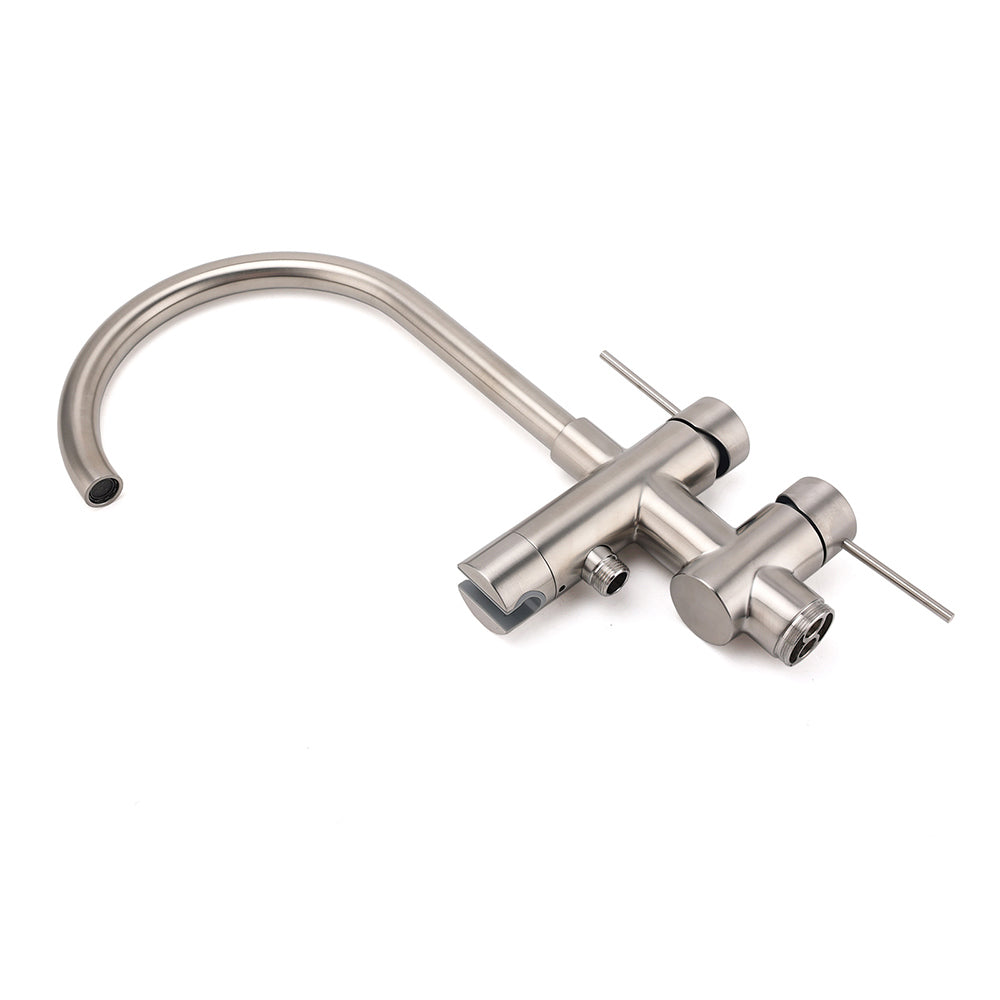 WELS Brushed Nickel Stainless Steel Free Standing Mixer Faucet Tap Spout Handset V1233-KRD602BS