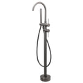 Gun Metal Bathtub Mixer Tap Free Standing Faucet Spout With Handheld Shower Set V1233-KRD602GM