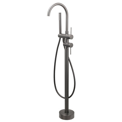 Gun Metal Bathtub Mixer Tap Free Standing Faucet Spout With Handheld Shower Set V1233-KRD602GM