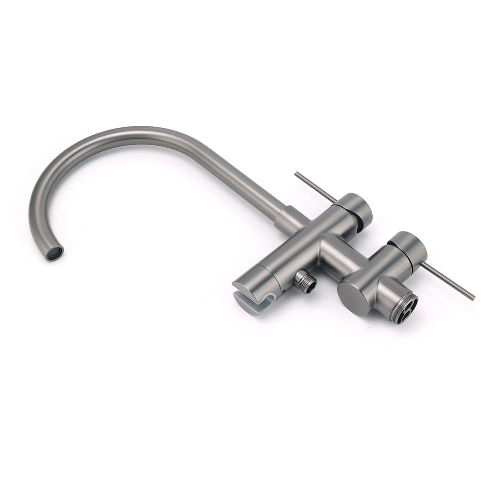 Gun Metal Bathtub Mixer Tap Free Standing Faucet Spout With Handheld Shower Set V1233-KRD602GM