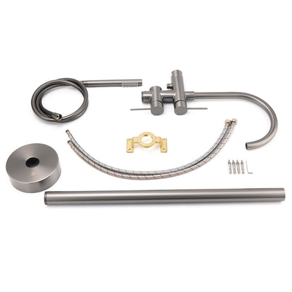 Gun Metal Bathtub Mixer Tap Free Standing Faucet Spout With Handheld Shower Set V1233-KRD602GM