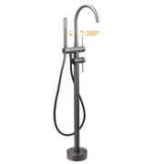 Gun Metal Bathtub Mixer Tap Free Standing Faucet Spout With Handheld Shower Set V1233-KRD602GM
