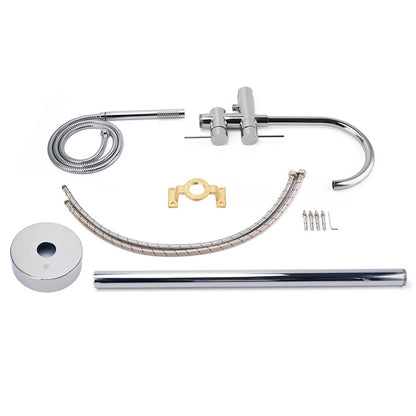 Polished Chrome Bathtub Filler Free Standing Mixer Faucet Tap Spout Handset WELS V1233-KRD602PS