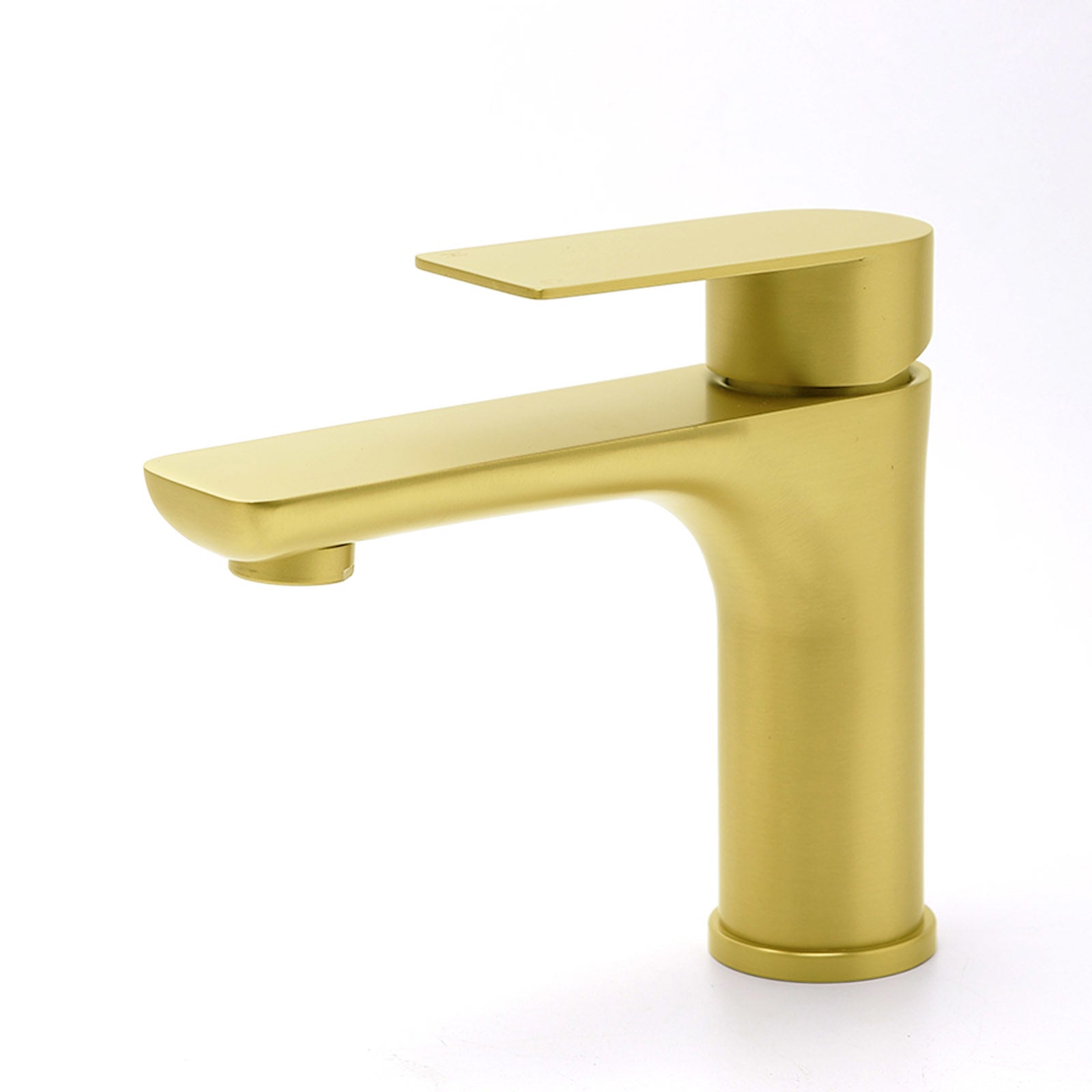 Brushed Gold Round Short Bathroom Vanity Laundry Chrome Basin Mixer Faucet Tap V1233-KRF101BG