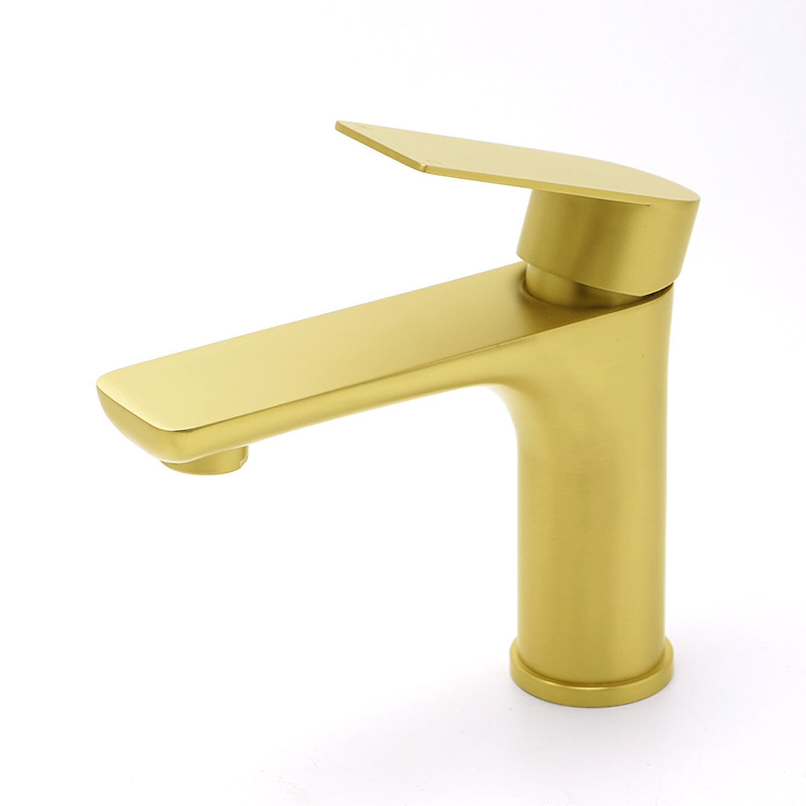 Brushed Gold Round Short Bathroom Vanity Laundry Chrome Basin Mixer Faucet Tap V1233-KRF101BG
