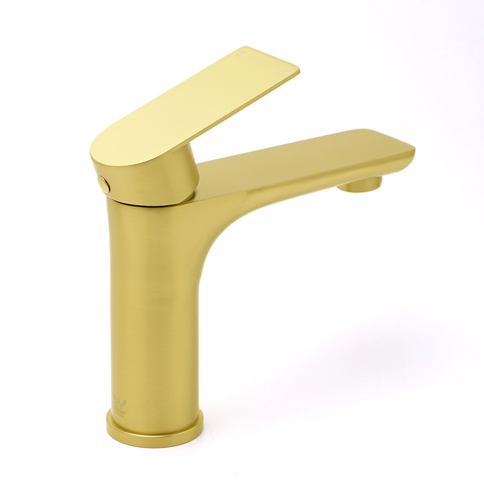 Brushed Gold Round Short Bathroom Vanity Laundry Chrome Basin Mixer Faucet Tap V1233-KRF101BG