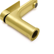 Brushed Gold Round Short Bathroom Vanity Laundry Chrome Basin Mixer Faucet Tap V1233-KRF101BG