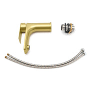 Brushed Gold Round Short Bathroom Vanity Laundry Chrome Basin Mixer Faucet Tap V1233-KRF101BG