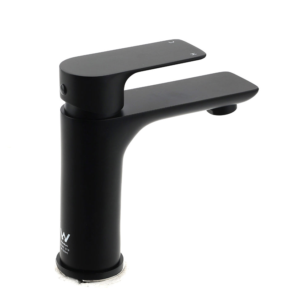 WELS Matt Black Basin Mixer Bathroom Vanity Laundry Sink Flick Faucet Tap Valve V1233-KRF101BL