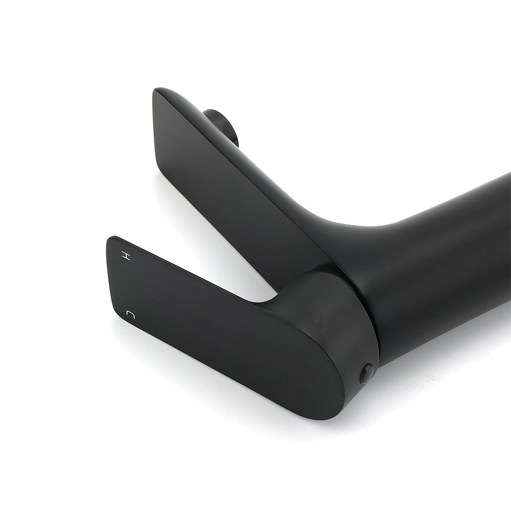 WELS Matt Black Basin Mixer Bathroom Vanity Laundry Sink Flick Faucet Tap Valve V1233-KRF101BL