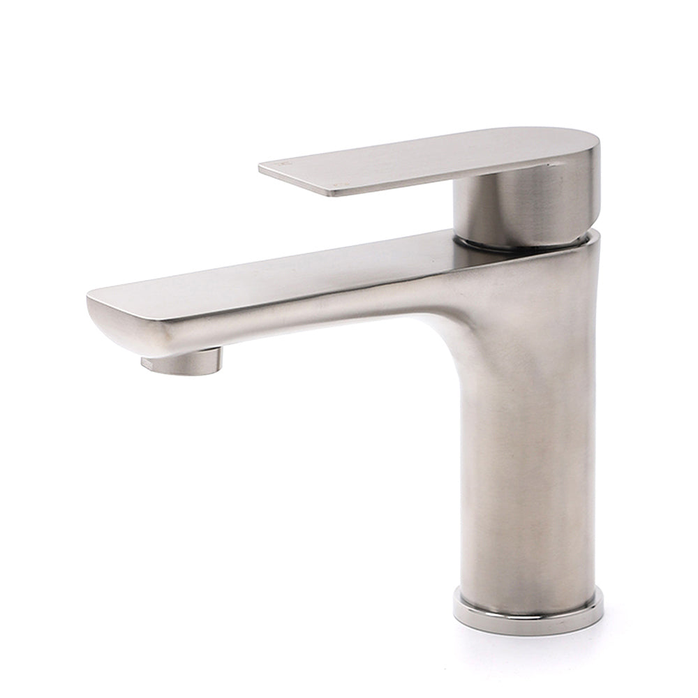 WELS Brushed Nickel Kitchen Laundry Round Basin Mixer Vanity Sink Faucet Tap Set V1233-KRF101BS