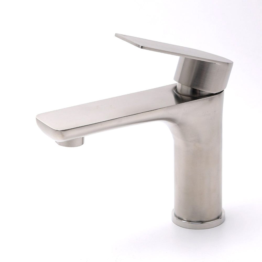 WELS Brushed Nickel Kitchen Laundry Round Basin Mixer Vanity Sink Faucet Tap Set V1233-KRF101BS