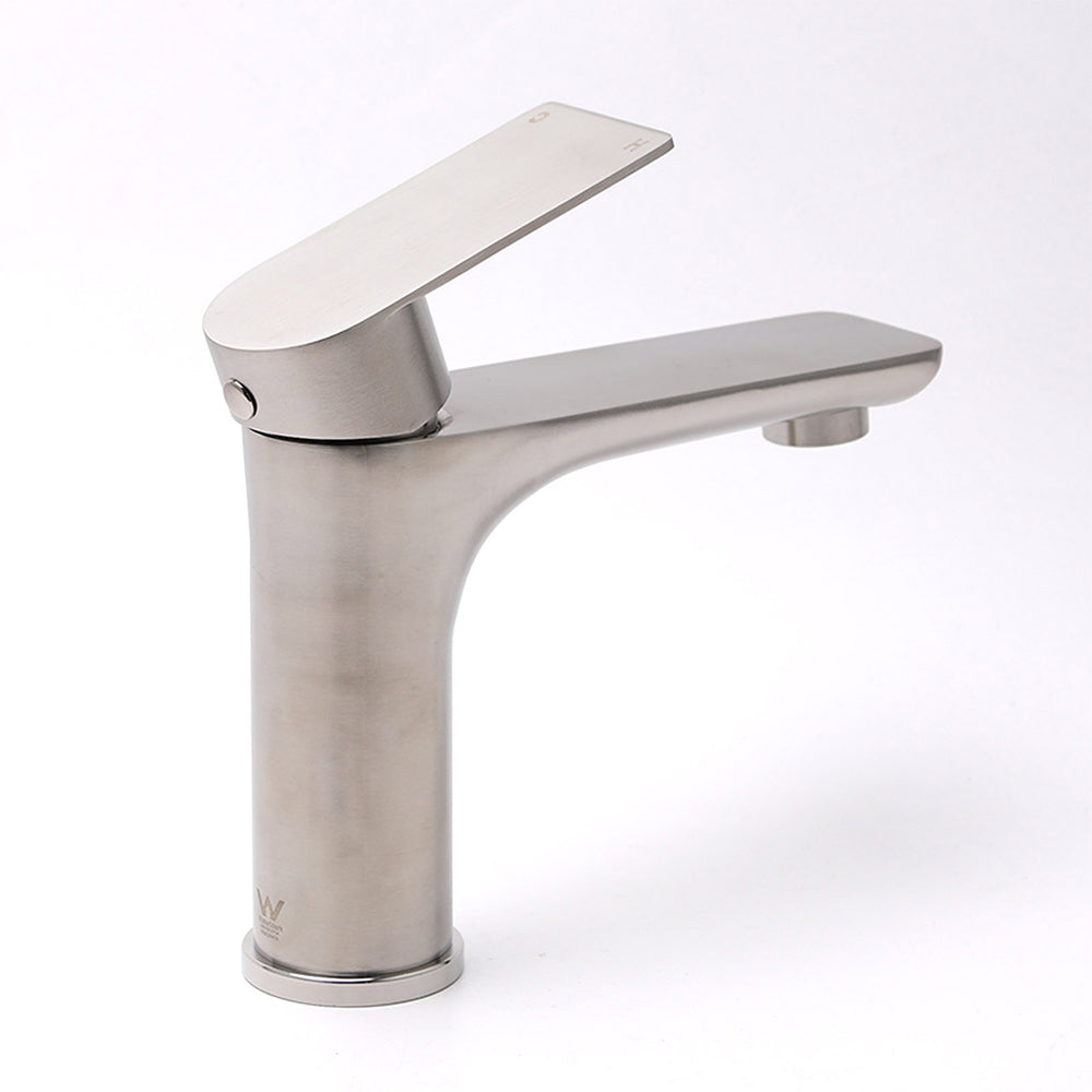 WELS Brushed Nickel Kitchen Laundry Round Basin Mixer Vanity Sink Faucet Tap Set V1233-KRF101BS