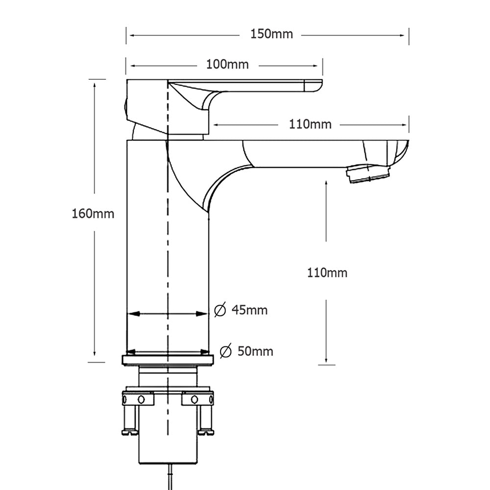 WELS Brushed Nickel Kitchen Laundry Round Basin Mixer Vanity Sink Faucet Tap Set V1233-KRF101BS