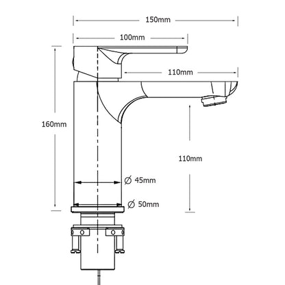 WELS Brushed Nickel Kitchen Laundry Round Basin Mixer Vanity Sink Faucet Tap Set V1233-KRF101BS
