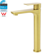 WELS Brushed Gold Round Tall Basin Mixer Bathroom Vanity Faucet Tap Lever Handle V1233-KRF102BG