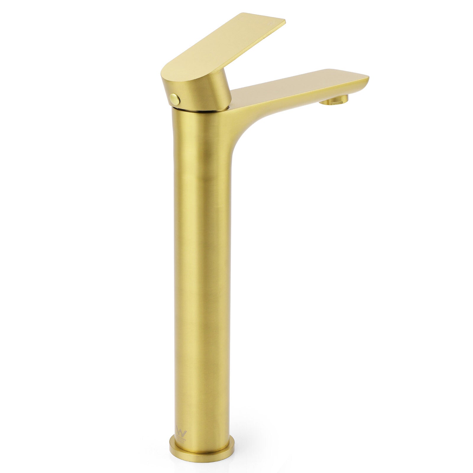WELS Brushed Gold Round Tall Basin Mixer Bathroom Vanity Faucet Tap Lever Handle V1233-KRF102BG