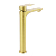 WELS Brushed Gold Round Tall Basin Mixer Bathroom Vanity Faucet Tap Lever Handle V1233-KRF102BG