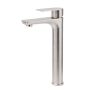 Brushed Nickel Rounded Edge Tall Basin Mixer Kitchen Vanity Faucet Tap Spout Set V1233-KRF102BS