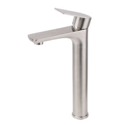 Brushed Nickel Rounded Edge Tall Basin Mixer Kitchen Vanity Faucet Tap Spout Set V1233-KRF102BS