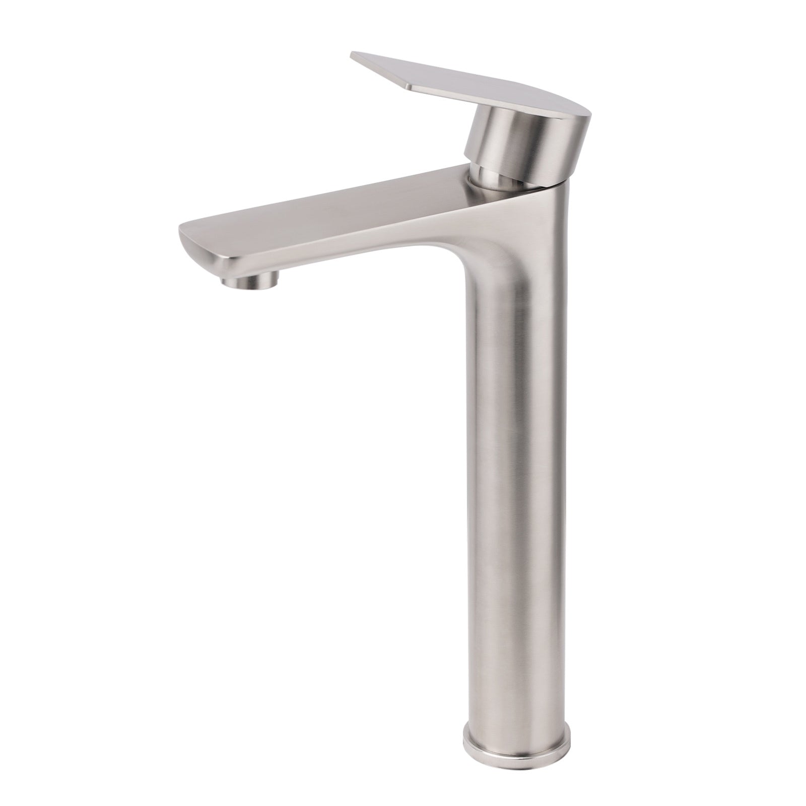 Brushed Nickel Rounded Edge Tall Basin Mixer Kitchen Vanity Faucet Tap Spout Set V1233-KRF102BS