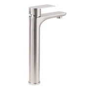 Brushed Nickel Rounded Edge Tall Basin Mixer Kitchen Vanity Faucet Tap Spout Set V1233-KRF102BS