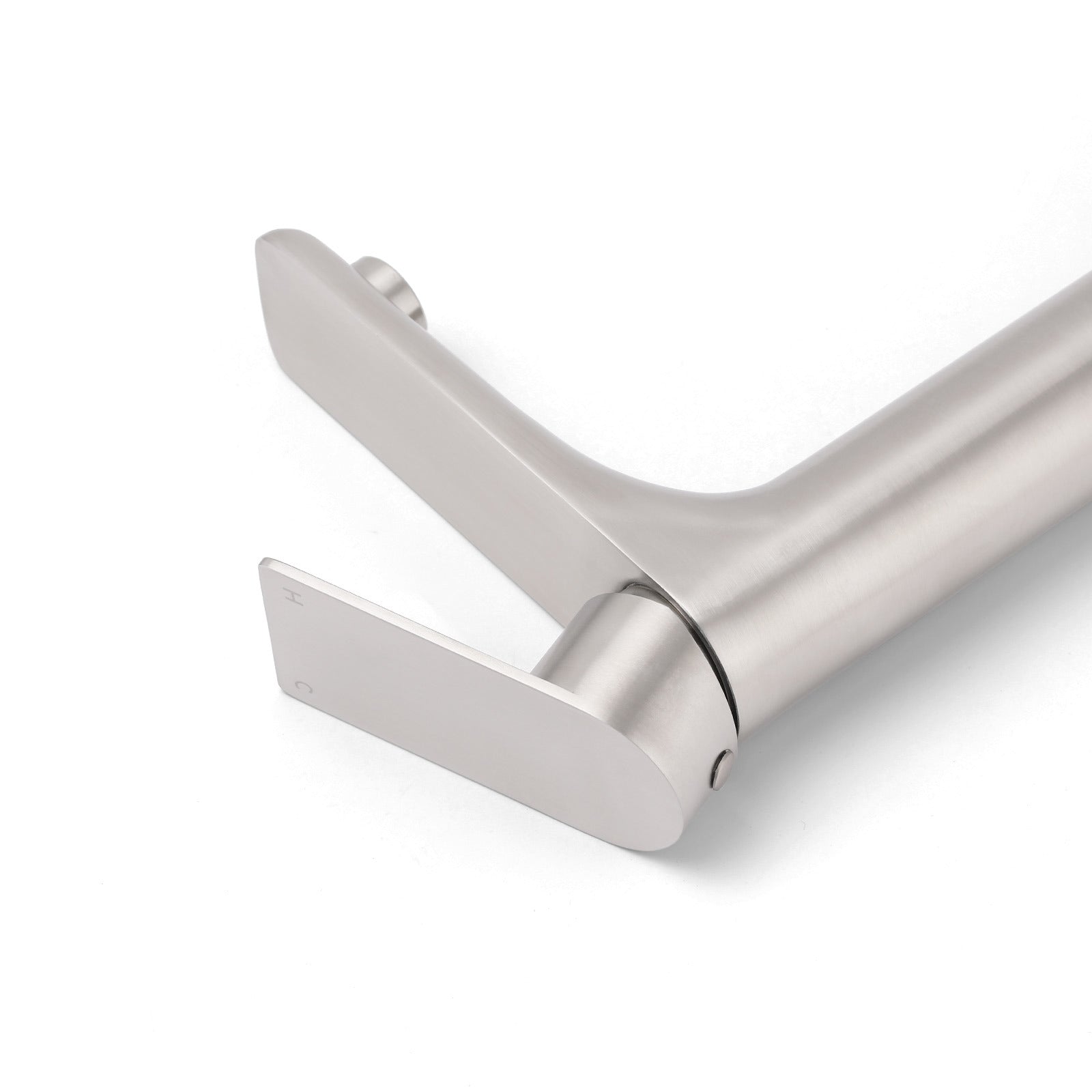 Brushed Nickel Rounded Edge Tall Basin Mixer Kitchen Vanity Faucet Tap Spout Set V1233-KRF102BS