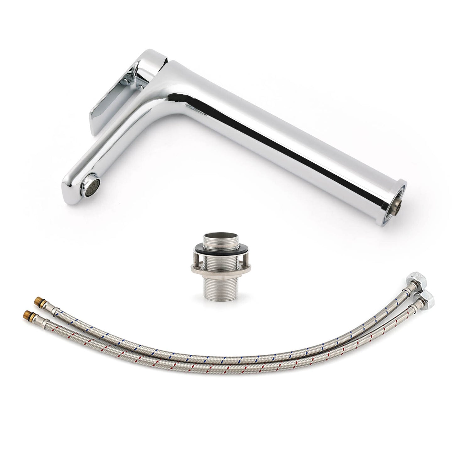 WELS Bathroom Chrome Round Tall Basin Mixer Vanity Faucet Laundry Counter Tap V1233-KRF102CR